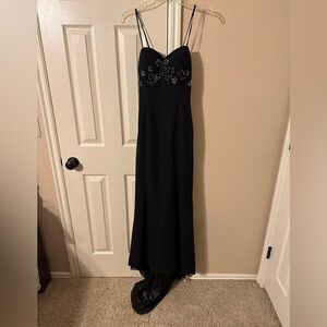 Beautiful long black formal beaded dress